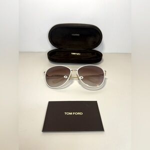 Tom Ford Penelope White Frame Sunglasses w/ smoky lense.